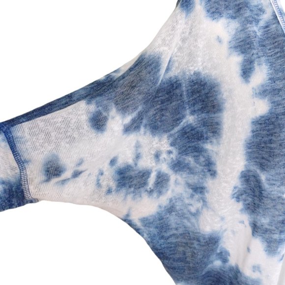 Blue Tie-Dye Dolman Sleeve Sweater Cardigan - Size Medium - Picture 3 of 4